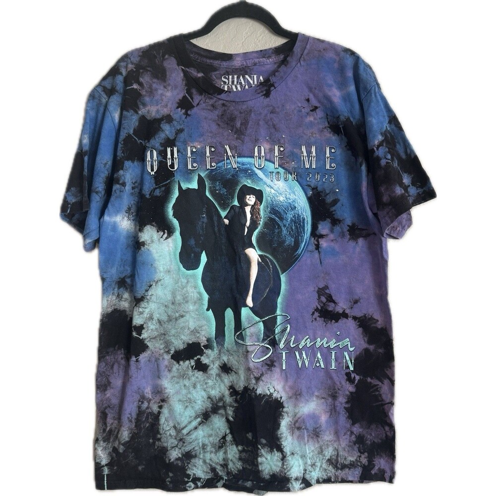 Shania Twain Queen of Me Tour 2023 Tie Dye T-Shirt 100% Cotton Size Large
